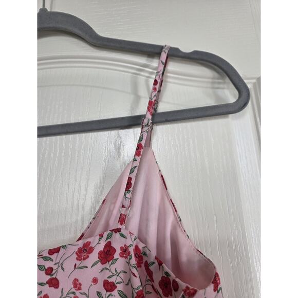 Lulus Reason For Romance Pink Floral Surplice Ruffled Midi Dress, Size Small - Picture 12 of 14